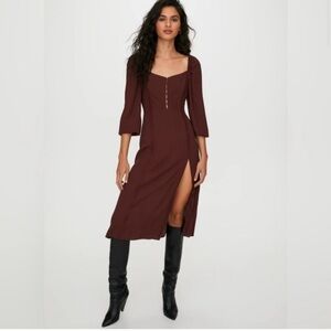 Wilfred Black Sheath Dress with Square Neck and Bell Sleeves- La Bohème